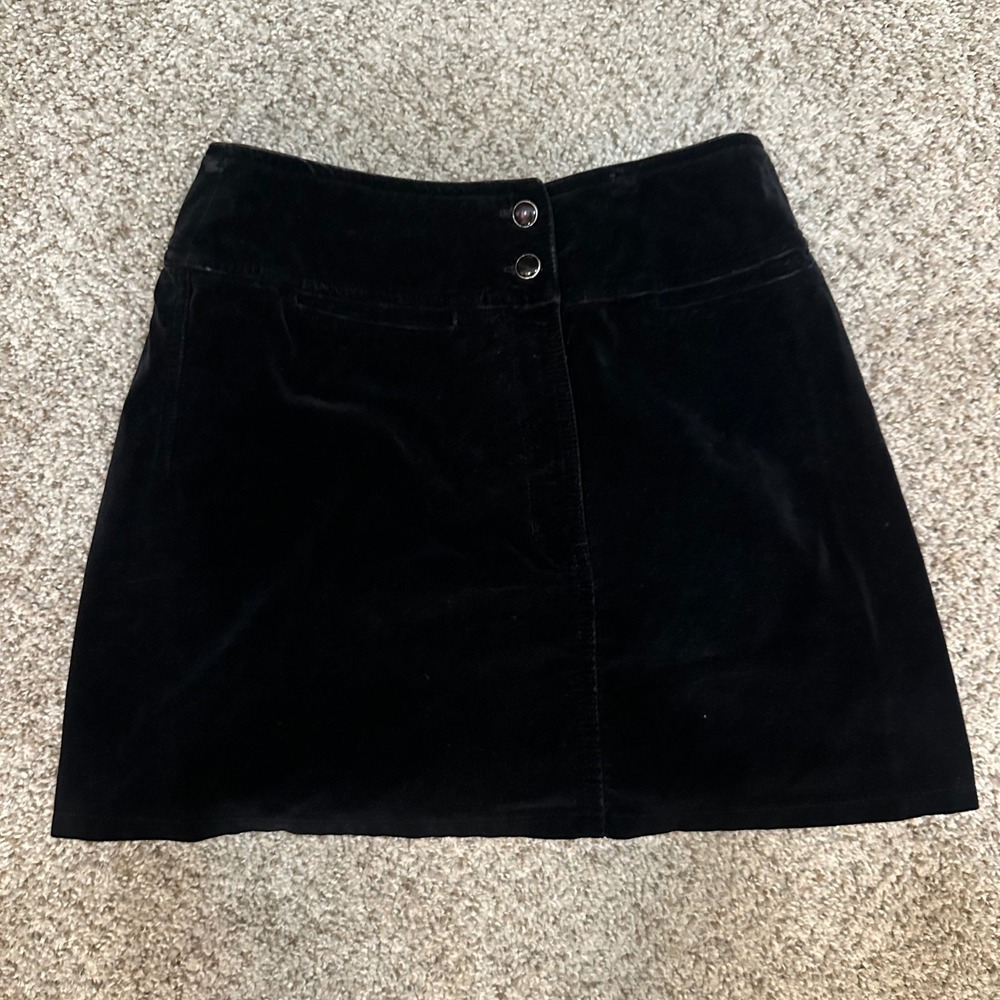 Vintage Express Womens Skirt Size 3/4 Black Velvet Mini Preowned Y2K Retro